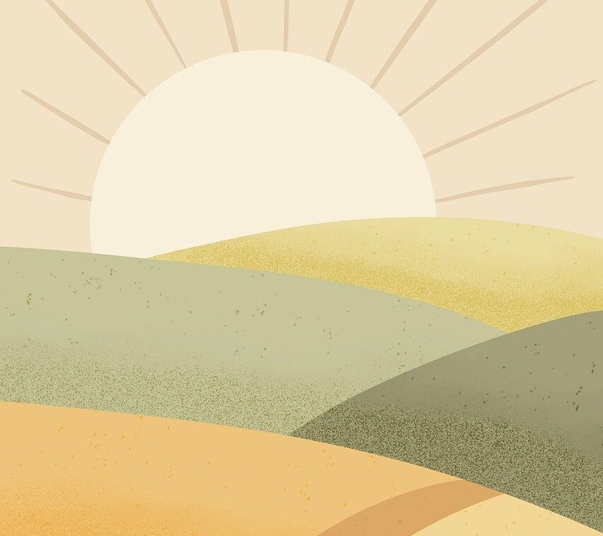 landscape, spring, nature, sunrise, aesthetic, wall art, minimalist, boho, modern, neutral colors